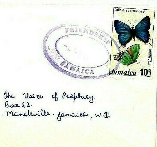 CS25 Jamaica Cover *Friendship* UNDATED TRD Unusual BUTTERFLIES{samwells-covers}