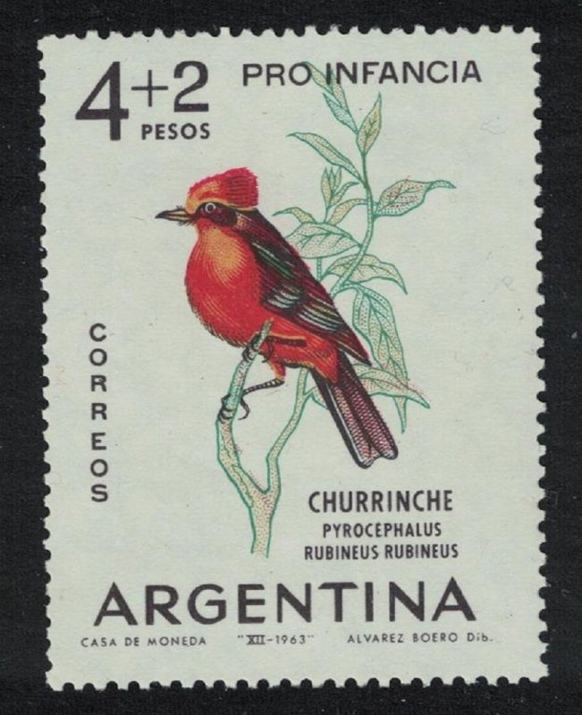 Argentina Vermilion flycatcher Bird 'Pyrocephalus rubineus' 1963 MNH SG#1101