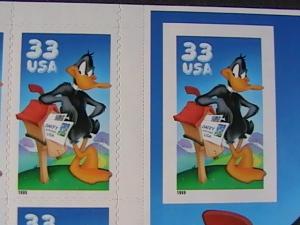 U.S.# 3307-MNH-PANE 10--LOONEY TUNES/DAFFY DUCK---IMPERF SINGLE VARIETY-1999