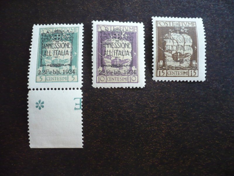 Stamps - Fiume - Scott# 196-198 - Mint Never Hinged Part Set of 3 Stamps