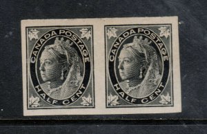 Canada #66a Very Fine Mint Lightly Hinged Imperf Pair