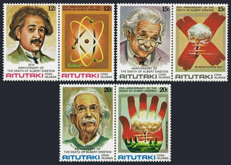 Aitutaki 186-191a,191b sheet,MNH.Michel 316-327 Bl.29. Albert Einstein,1980. 