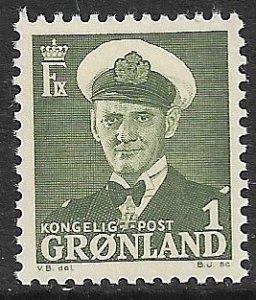 GREENLAND 1950-60 1o FREDERICK IX Issue Sc 28 MNH