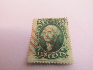 US Stamps, Scott #35 VF-Used. Plate 2, Position 4R2, w/Certificate. CV $20.00+