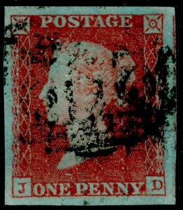 SG8, 1d red-brown, FINE USED. 4 MARGINS. JD