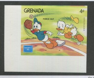 Disney DuckTales Baseball Force Out Grenada Ameripex 1986 Imperf Stamp