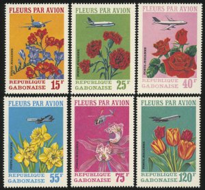 GABON Sc C109-11 VF/MLH - 1971 Flowers (C109, C109A, C109B, C109C, C110, C111)