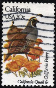 SC#1957A 20¢ State Birds & Flowers: California; Perf 11¼ x 11 (1982) Used