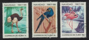 Caribic Ostrich Flamingo Birds of Havana Zoo Christmas 3v 1967 CTO SG#1556-1558