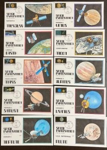 2568-2577 Collins Hand Painted Complete set of 10 Space Exploration FDCs 1991