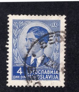 Yugoslavia 1939 4d ultramarine Peter II, Scott 148 used, value = 25c