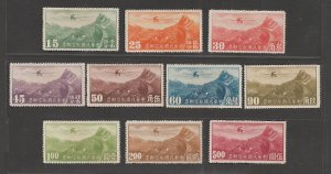 China 1932 Peking Pt Airmail, Junkers F-13 over Great Wall (10v Cpt) MNH