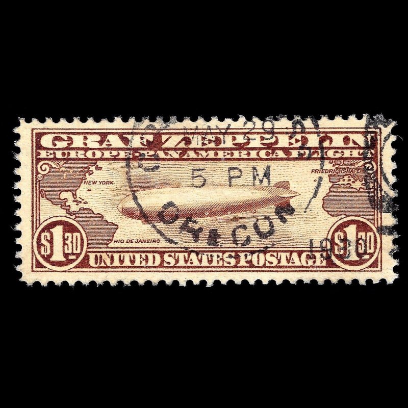 WCstamps: U.S. Scott #C14 $1.30 Zeppelin VF/XF Used PSE Cert Grade 85J SMQ $475