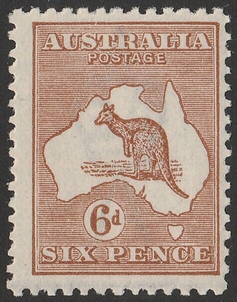 AUSTRALIA 1923 Kangaroo 6d 3rd wmk. MNH **. ACSC 21A cat $100