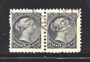 Canada 1/2 CENT BLACK SMALL QUEEN PAIR SCOTT 34 USED (BS12367