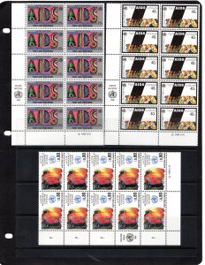 UN AIDS: NY 573-574; Gen 184-185; Vienna 368-369; Blocks of 10+ MNH XF