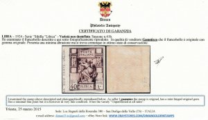 Italy Libia n. 41b cv 720$ - Variety UNPERFORATED - CERTIFICATE - MH*