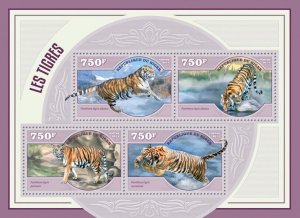 Wild Animals Tigers Stamps Niger 2014 MNH Siberian Tiger Big Cats Fauna 4v M/S