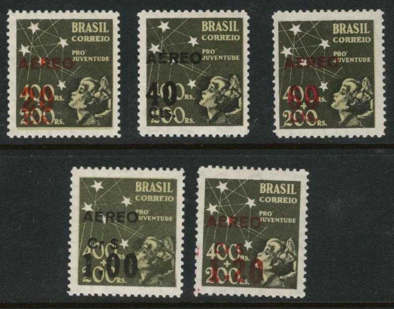Brazil Scott C55-59 MH* Overprint Airmail set