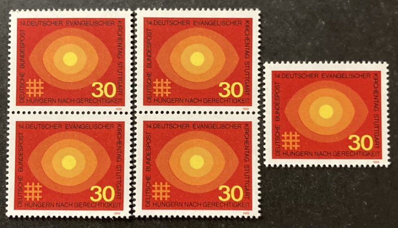 Germany 1969 #1004, German Protestants, Wholesale Lot of 5, MNH, CV $2