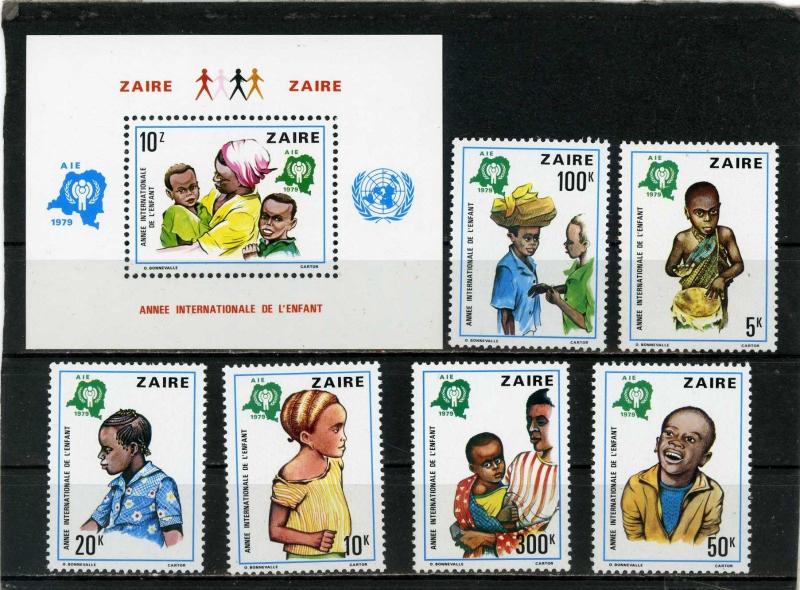 ZAIRE 1979  Sc#2375-2381 YEAR OF THE CHILD SET OF 6 STAMPS & S/S MNH 