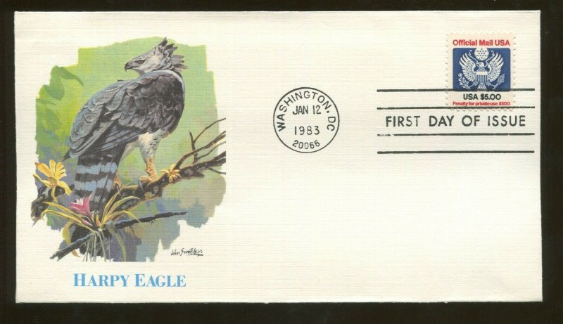 1983 Washington DC - Official Mail Stamp - Harpy Eagle - Fleetwood FDC