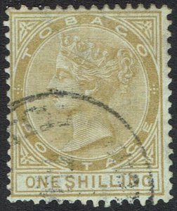 TOBAGO 1880 QV 1/- WMK CROWN CC USED