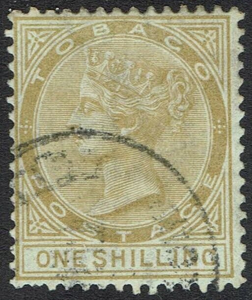 TOBAGO 1880 QV 1/- WMK CROWN CC USED