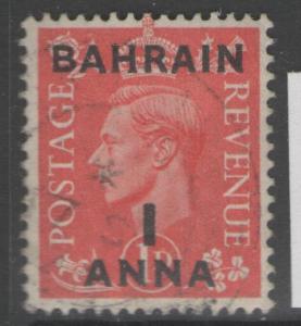 BAHRAIN SG52 1948 1a on 1d PALE SCARLET FINE USED