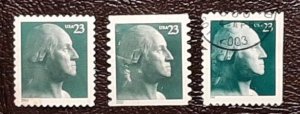 US Scott # 3616-3618; Three 23c used Washington from 2002; XF centering