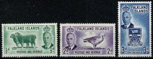 FALKLAND Is.1952 KG VI PART SET 1/2d-3d UNUSED SG172-176 Wmk.MSCA P13x13.5 VGC