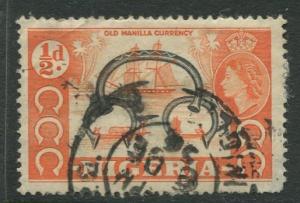 Nigeria -Scott 80 - QEII Definitive -1953 - Used - Single 1/2p Stamp