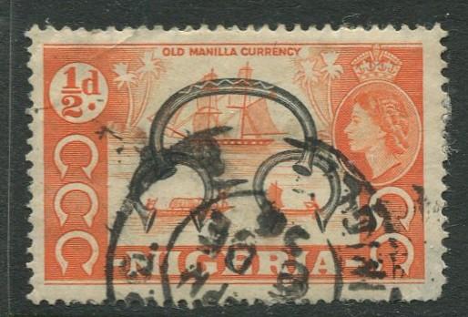 Nigeria -Scott 80 - QEII Definitive -1953 - Used - Single 1/2p Stamp