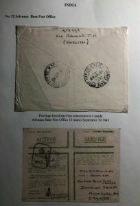 1943 India Censored On Active Service Cover To Montreal Canada