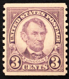 U.S. Mint Stamp Scott #600 3c Lincoln Coil, Superb. Never Hinged. A Gem!