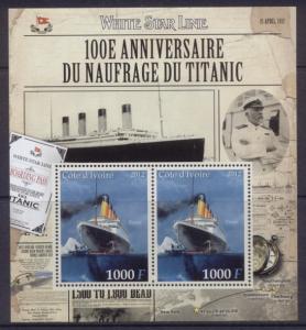 IVORY COAST SHEET TITANIC SHIPS