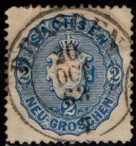 1863 Germany Sachsen Scott #- 18 2 New Grosch Coat of Arms Blue Used SOTN