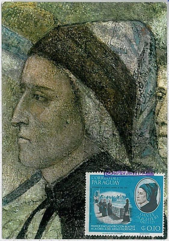 MAXIMUM CARD - PARAGUAY : Dante Alighieri LITTERATUTE - 1966 #4