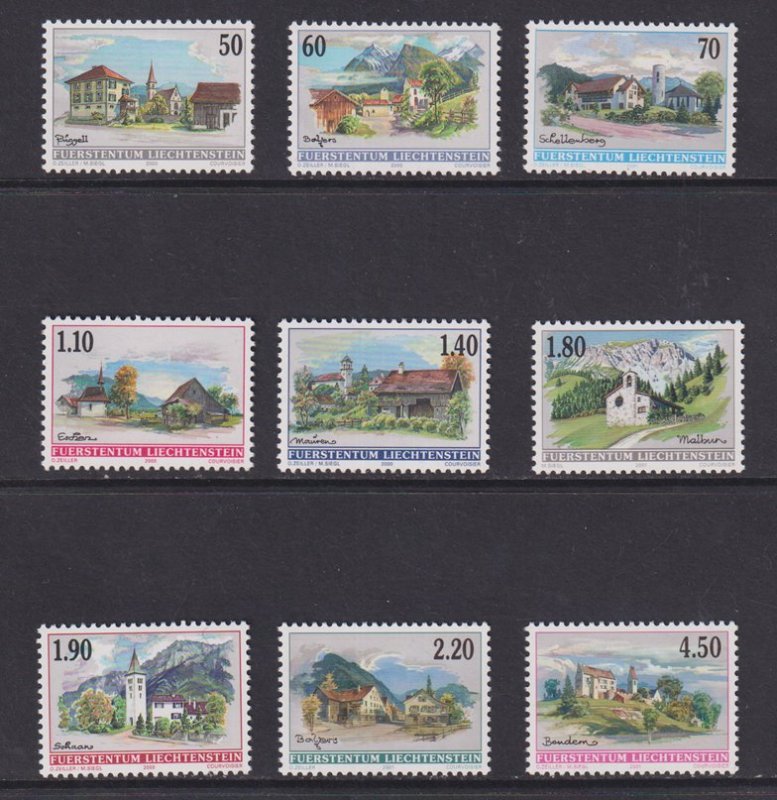 Liechtenstein   #1167-1175A  MNH  2000-2001  paintings of village views