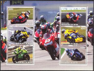 Benin 2003 Motorcycles Sheet of 6 MNH Private