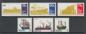 Singapore Sc 126-128, 164-166, MNH. 1970 & 1972 Ships, 2 complete sets, fresh