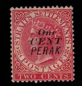 Malaya Perak  Scott 21 overprint on Straits Settlement Queen Victoria stamp MH*