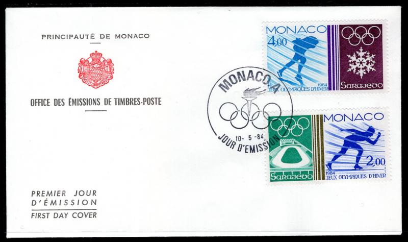 Monaco 1422-1423 Olympics U/A FDC