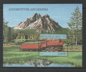 Thematic Stamps Trains - BENIN 1998 OLD LOCOMOTIVES MS mint