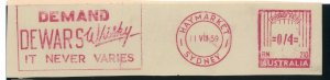 C2873 - AUSTRALIA - Postal History - MECHANICAL postmark - WHISKY De Wars 1959