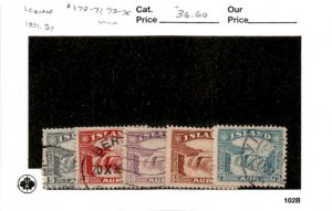 Iceland, Postage Stamp, #170-171, 173-175 Used, 1931 Gullfoss Falls (AB)