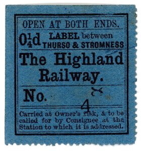 (I.B) The Highland Railway : Newspaper Parcel ¼d (Thurso & Stromness)