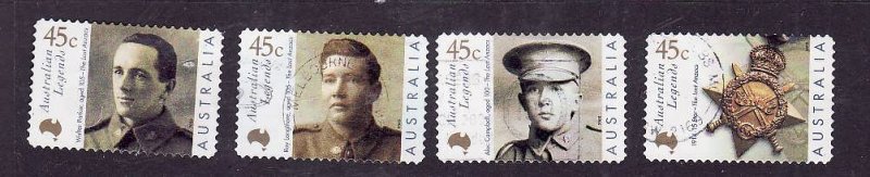 Australia-Sc#1800-3-used set-Legends-WWI veterans-2000-