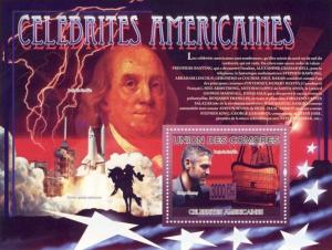 COMORES 2009 SHEET FAMOUS AMERICAN FRANKLIN CLOONEY ACTORS CINEMA SPACE cm9201b