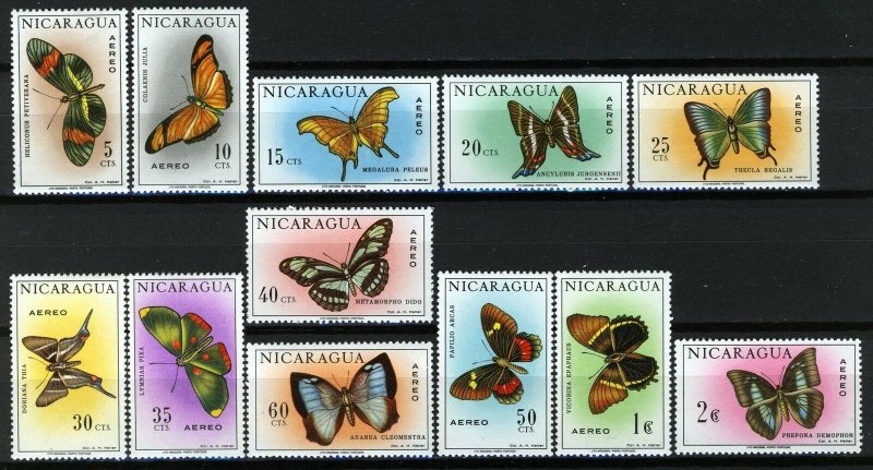 Nicaragua 1967, Butterflies full set MNH, Mi 1434-45